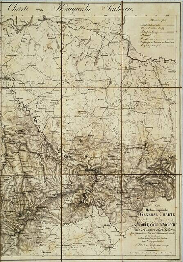 Alte Landkarte des britischen Empire im 19. Jahrhundert, die das Königreich Sachsen-Anhalt mit gedrucktem Text auf vergilbten Papier zeigt.