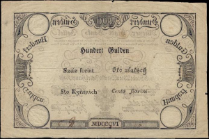 Alte deutsche 100 Pfennig-Banknote mit einem Mann auf schwarzem Hintergrund.