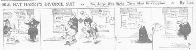 Ein Cartoon von einem Mann in einem schwarzen Anzug und einer Frau in einem Kleid mit einem schwarzen Schal, beide mit ernsten Gesichtern, die über eine Scheidungsklage sprechen, mit dem Text "Scheidungsklage" auf dem Bild.