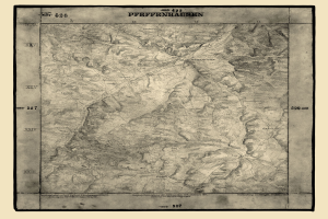 Ein altes topografisches Kartenblatt von Pfeiffenhausen, Deutschland, mit detaillierten Geländeinformationen mit Text und Zahlen.