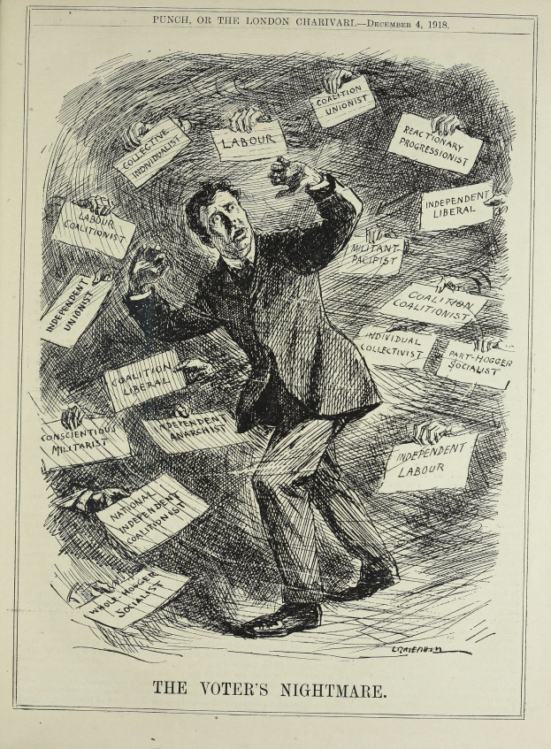 Ein Mann im Anzug und Krawatte hält ein Schild mit der Aufschrift "Der Wähleralbtraum" und blickt entschlossen, strahlend und selbstbewusst.