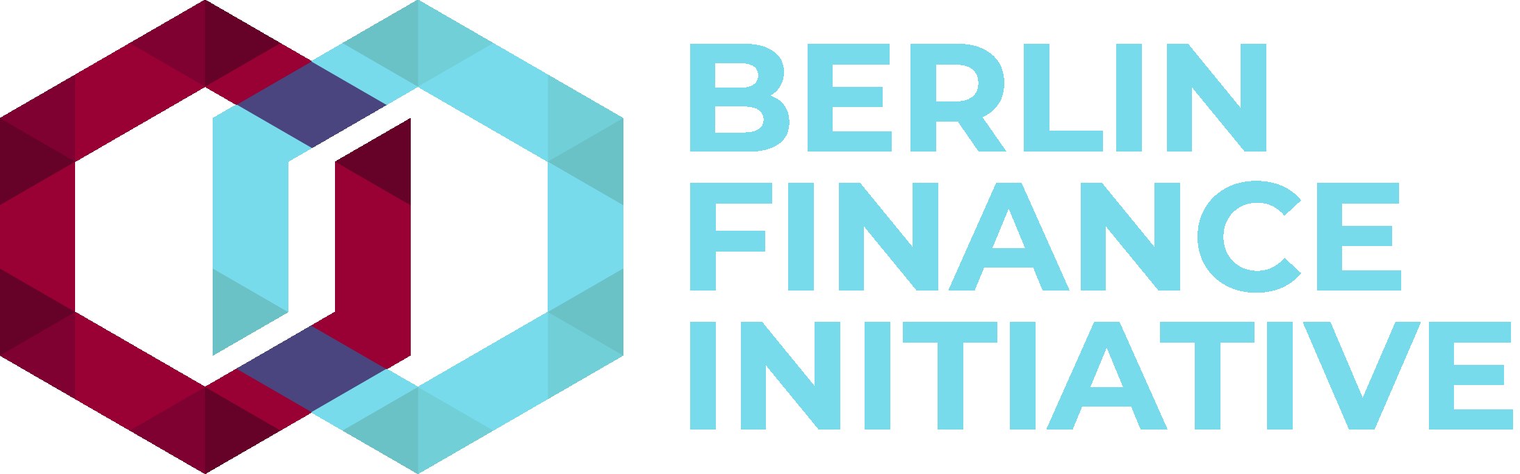 Logo der Berliner Finance Initiative: blauer Kreis mit weißer Umrandung und weißem "B" in der Mitte, umgeben von einem weißen Ring mit blau-weißem Karomuster, auf weißem Hintergrund mit fetter schwarzer Schrift "Berlin Finance Initiative."