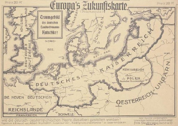 Alte Europa-Karte aus dem frühen 20. Jahrhundert, die das Ausmaß der Europäischen Union zeigt.