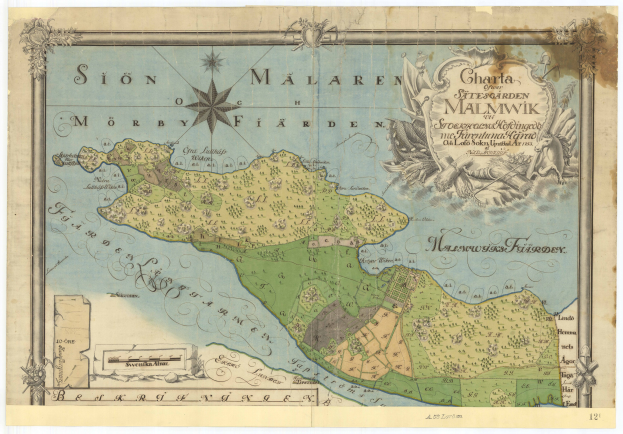Alte Karte von Malawi mit einem Kompass und Text in der Mitte, die Flüsse, Berge und Städte zeigt.