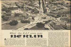 Alte Zeitung mit Schwarz-Weiß-Fotografie einer Stadtlandschaft